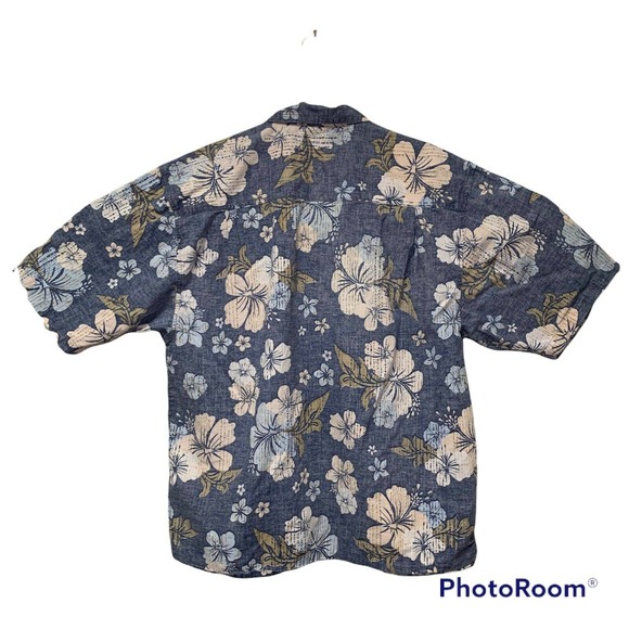 Vintage OP Ocean Pacific Mens XL Blue Hawaiian Floral Shirt Camp Surf Aloha - Picture 2 of 12